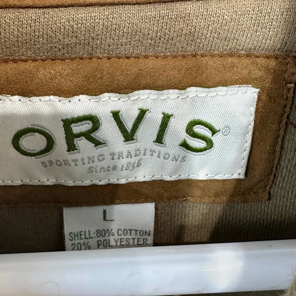 ORVIS Mens‎ Tan Quarter Zip Pullover Sweatshirt Size Large Cotton Blend